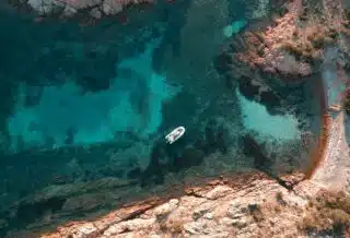 top view of boat on body of water