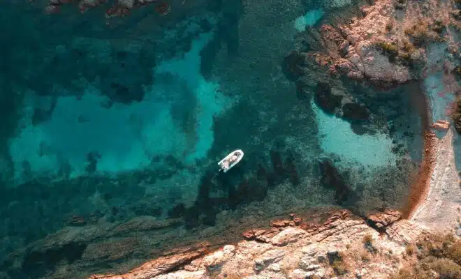 top view of boat on body of water