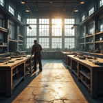 Atelier de métallurgie spacieux et bien organisé avec outils