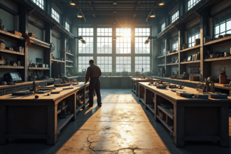 Atelier de métallurgie spacieux et bien organisé avec outils