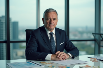 Economiste homme en costume dans un bureau moderne