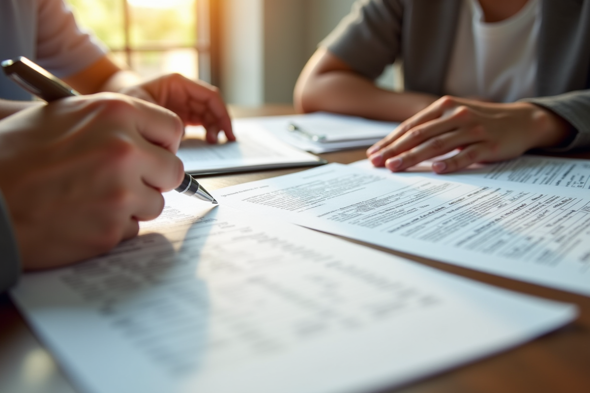 Gros plan sur des formulaires et une main remplissant un document