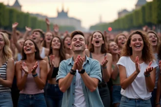 Groupe de jeunes au festival musique Lyon