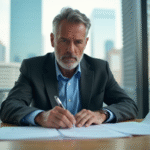Homme d'affaires en costume dans un bureau moderne