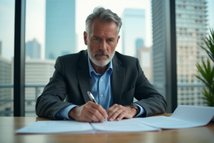 Homme d'affaires en costume dans un bureau moderne