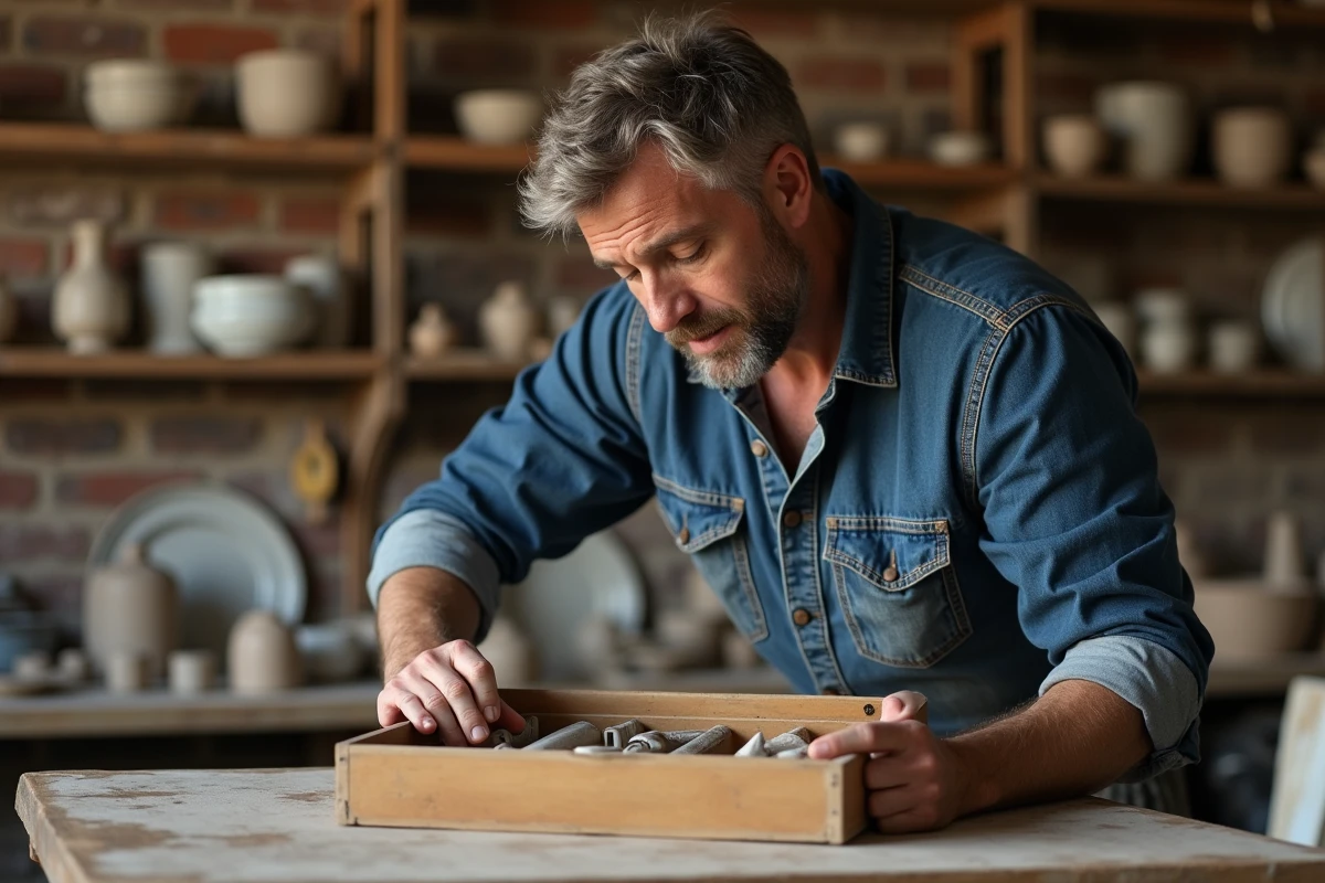 Homme vérifiant un kit d