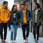 Groupe de jeunes en streetwear dans la ville