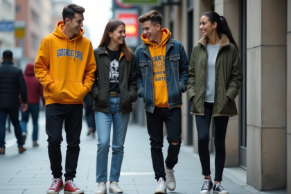 Groupe de jeunes en streetwear dans la ville