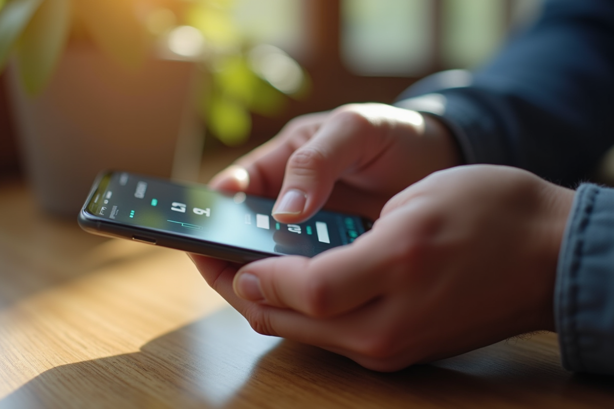 Mains tenant un smartphone avec écran de connexion sécurisé