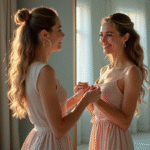 Styliste professionnel prenant les mesures d'une femme souriante dans un studio moderne