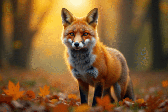 Renard rouge alert dans une forêt ensoleillée