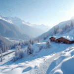 Station de neige au Bessat vue d'en haut en matinée d'hiver