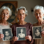 Trois générations de famille avec photos anciennes